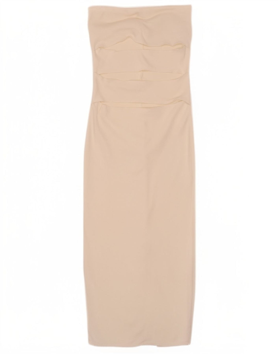 Zara Damen Trägerloses Kleid UK 14 Mittelweiße Viskose