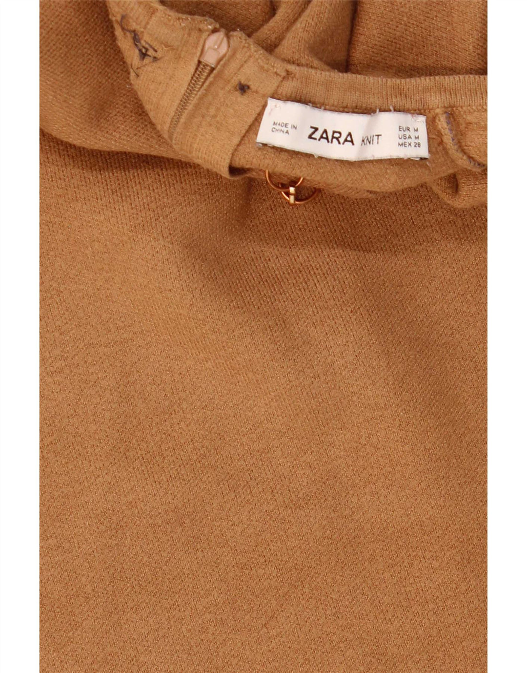 Zara Damen Kurzarm-Crop-Top UK 12 Mittelbraun