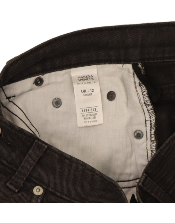 Marks & Spencer Damen Crop Straight Jeans UK 12 Medium W28 L25 Schwarz