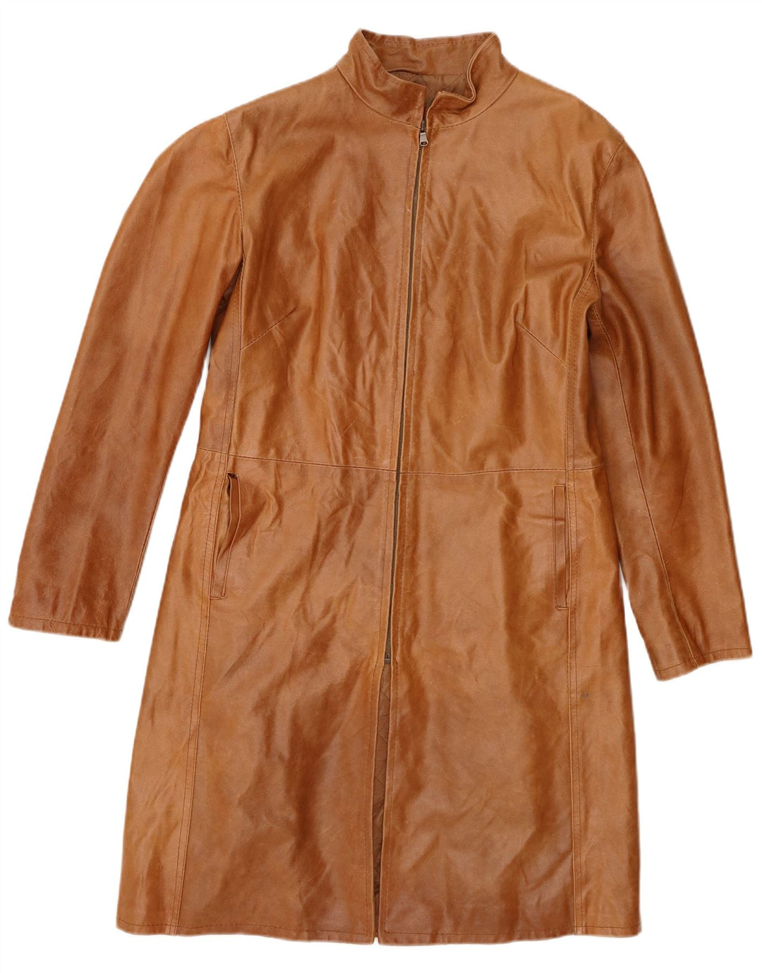 Bayside Damen Ledermantel UK 16 Großes braunes Leder