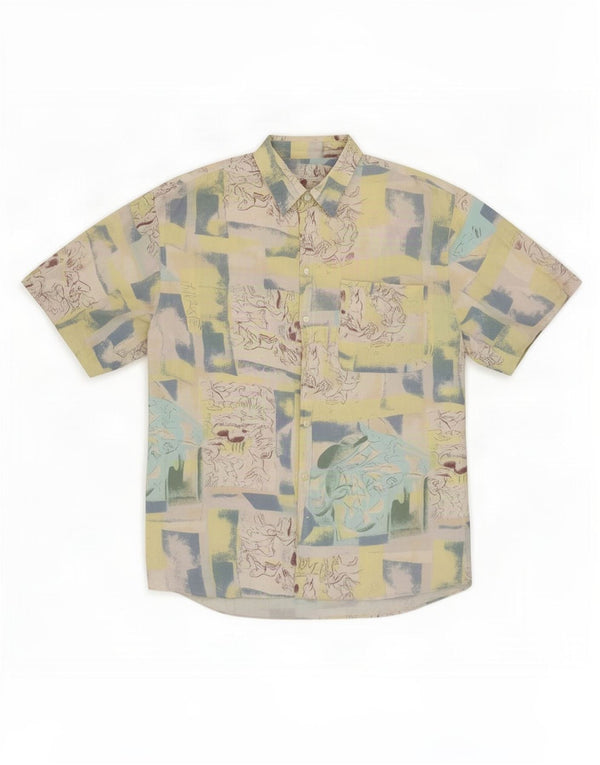 Bodoni Mens Short Sleeve Shirt Size 39/40 Medium Multicoloured Patchwork