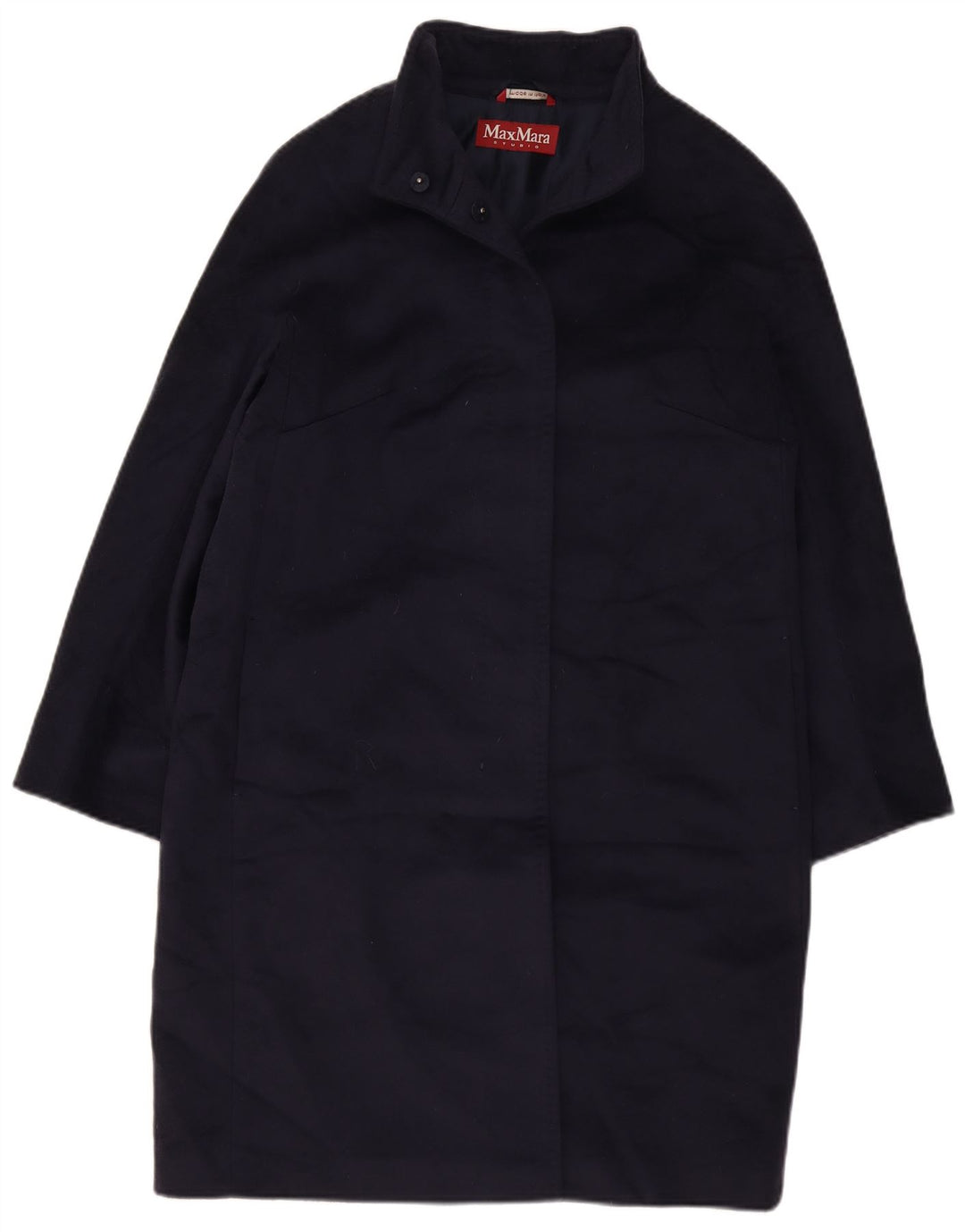Max Mara Damenmantel UK 16 Large Marineblaue Schurwolle