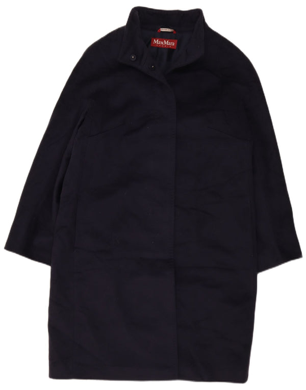 Max Mara Damenmantel UK 16 Large Marineblaue Schurwolle