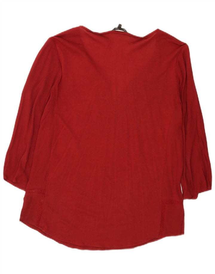 Massimo Dutti Damen-Tunika-Oberteil mit 3/4-Ärmeln, UK-Gr. 14, mittleres Burgunderrot, Viskose