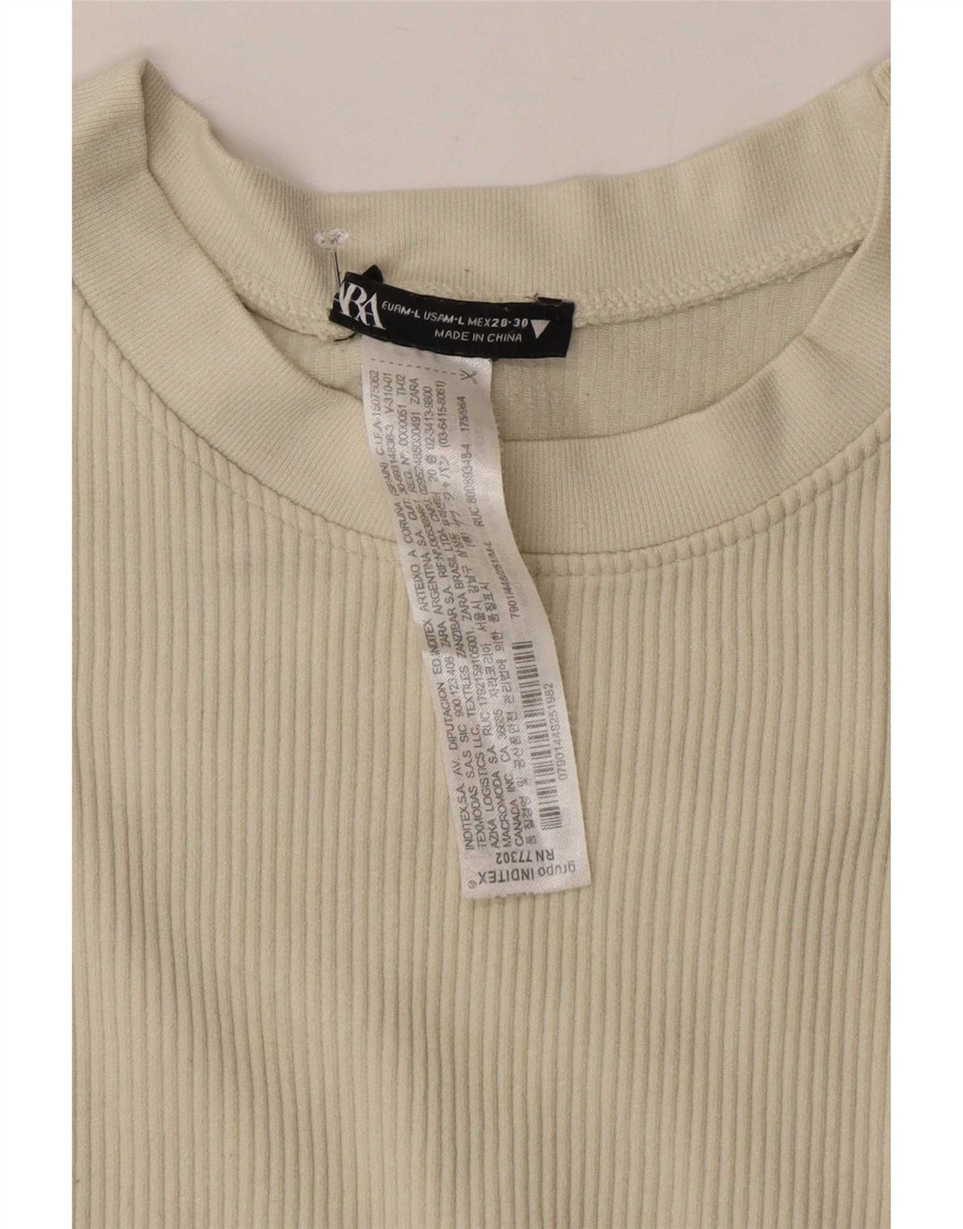 Zara Damen Crop T-Shirt Top UK 12 Medium Off White Nylon
