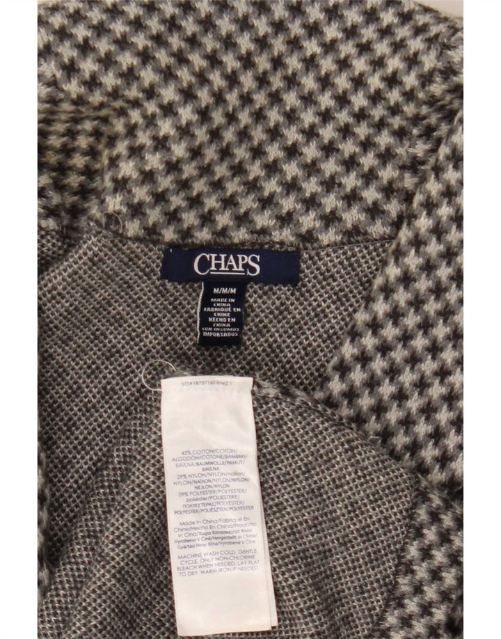 Chaps Ärmelloses Damen-Cardigan-Oberteil UK 14 Mittelgraue Hahnentritt-Baumwolle