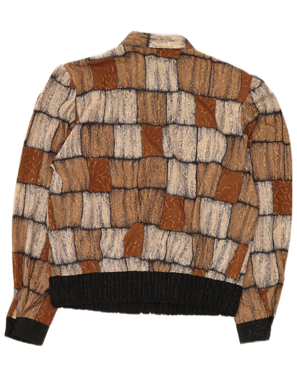 FRANKENWALDER Damen Hemdbluse EU 42 Großes braunes Patchwork-Polyester