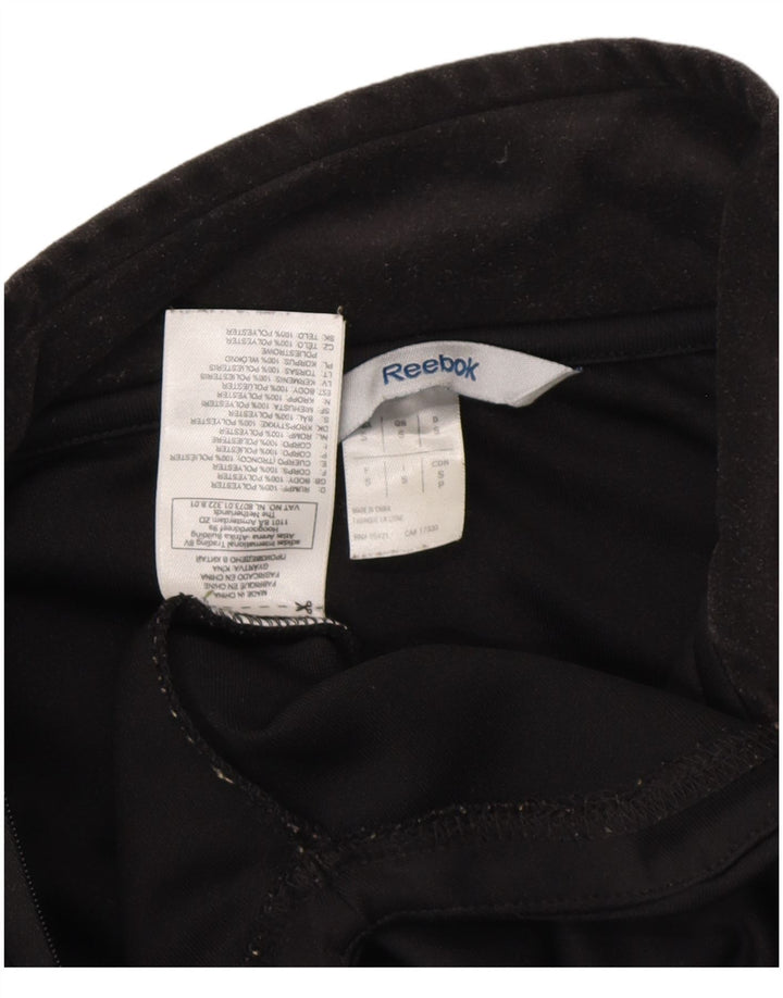 REEBOK Herren-Trainingsanzug-Oberteil mit grafischem Reißverschluss und Kragen, Größe S, schwarz, Polyester