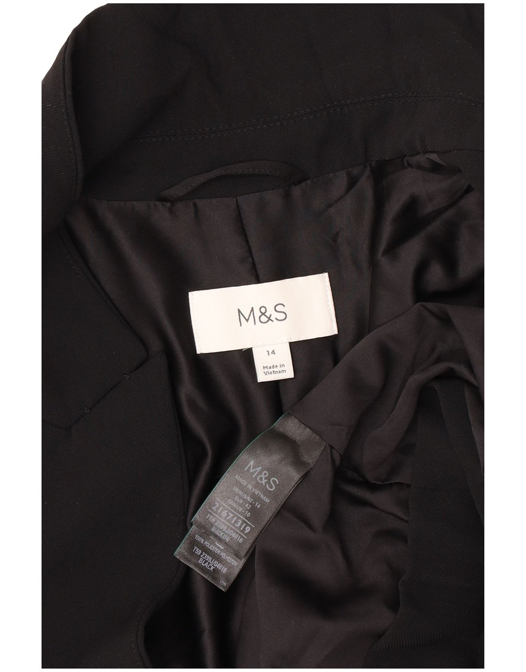 Marks & Spencer Offene Damen-Blazerjacke, UK 14, Größe L, Schwarz, Polyester
