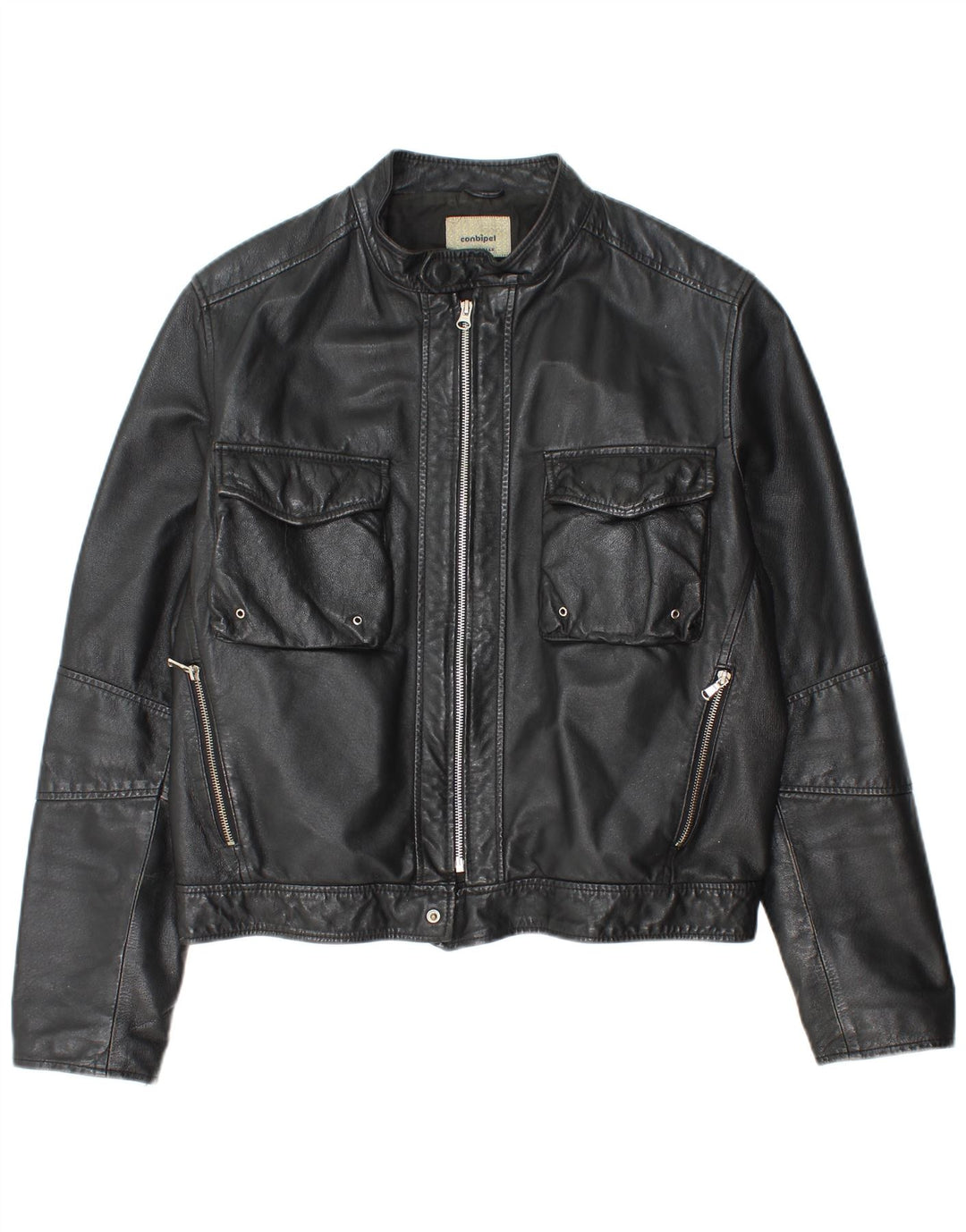 Conbipel Herren Lederjacke IT 48 Mittelschwarzes Leder