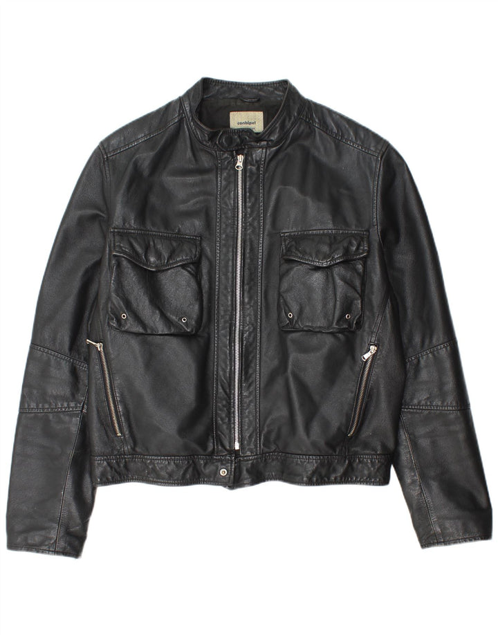 Conbipel Herren Lederjacke IT 48 Mittelschwarzes Leder