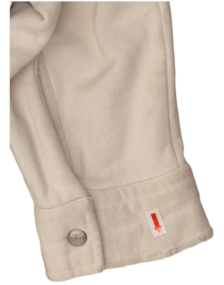 VINTAGE Grafische Herren-Bomberjacke UK 44 2XL Beige gestreifte Wolle