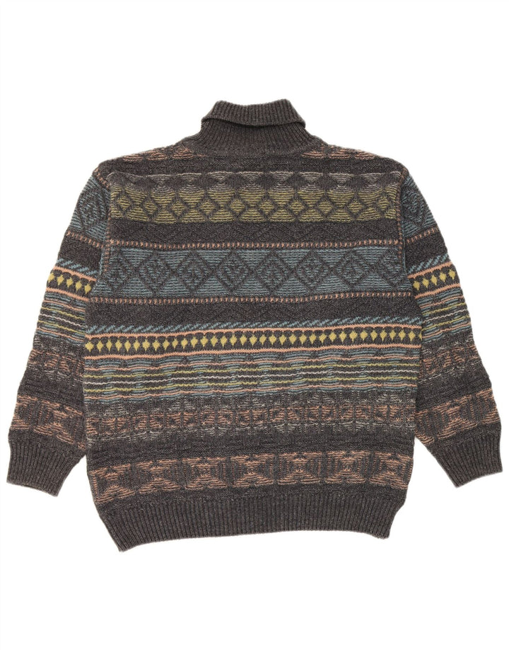Gilberto Herren Rollkragenpullover Pullover IT 56 2XL Graue geometrische Wolle