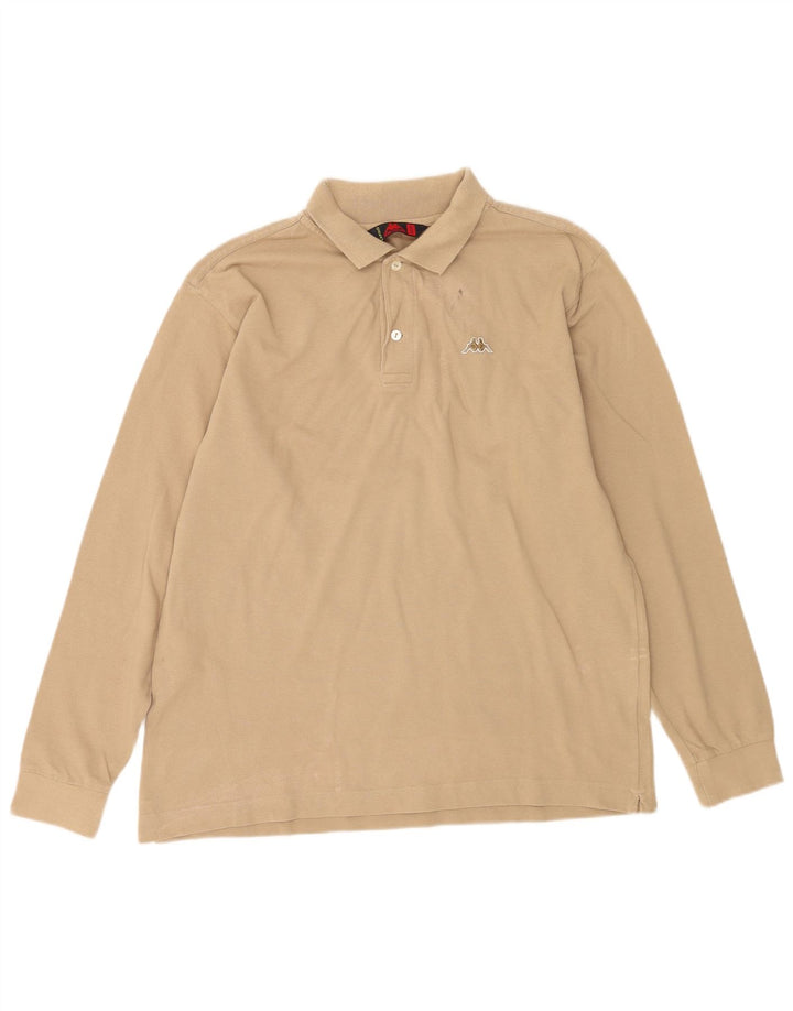 Kappa Herren-Langarm-Poloshirt aus mittelbeiger Baumwolle