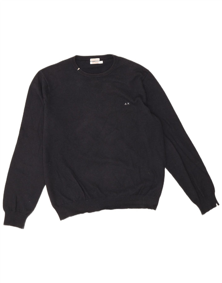 Sun68 Herren-Pullover mit Rundhalsausschnitt, groß, aus schwarzer Baumwolle