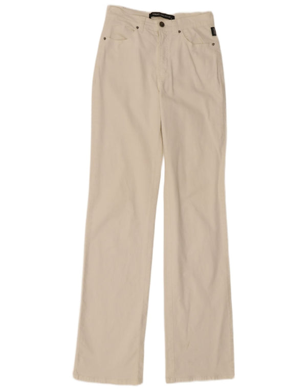 Versace Damen Bootcut Freizeithose IT 40 Small W26 L33 Weiße Baumwolle