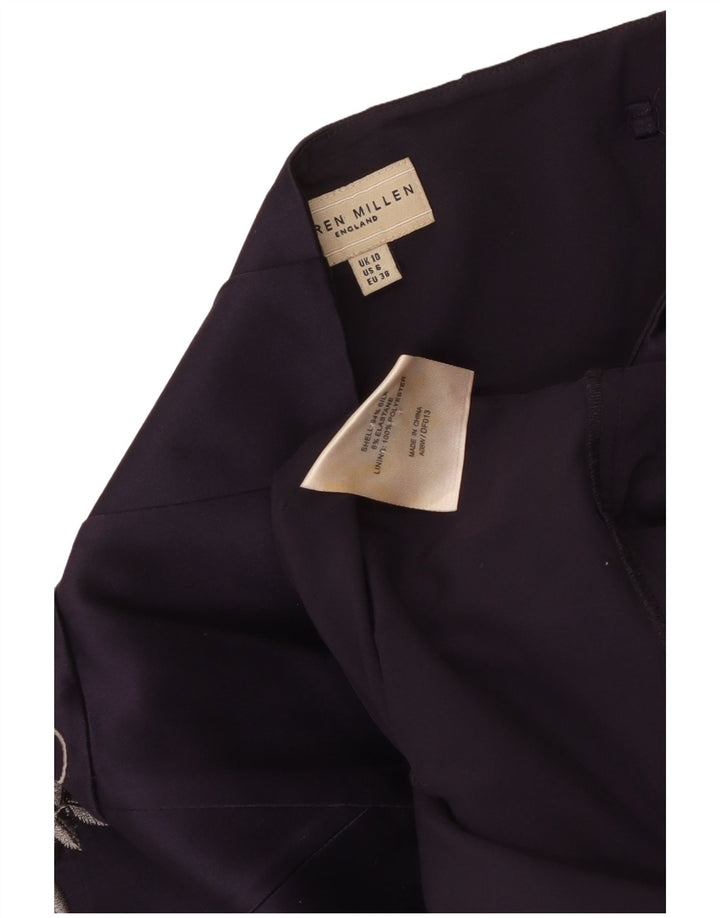 KAREN MILLEN Damen trägerloses Kleid UK 10 Small Lila Blumenseide