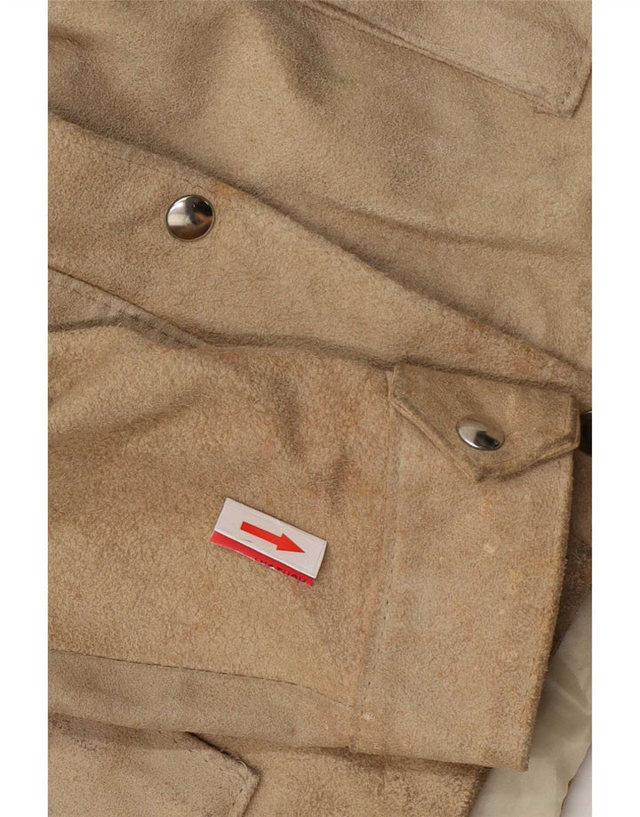 Vintage Damen Wildlederjacke UK 14 Großes Beige Leder