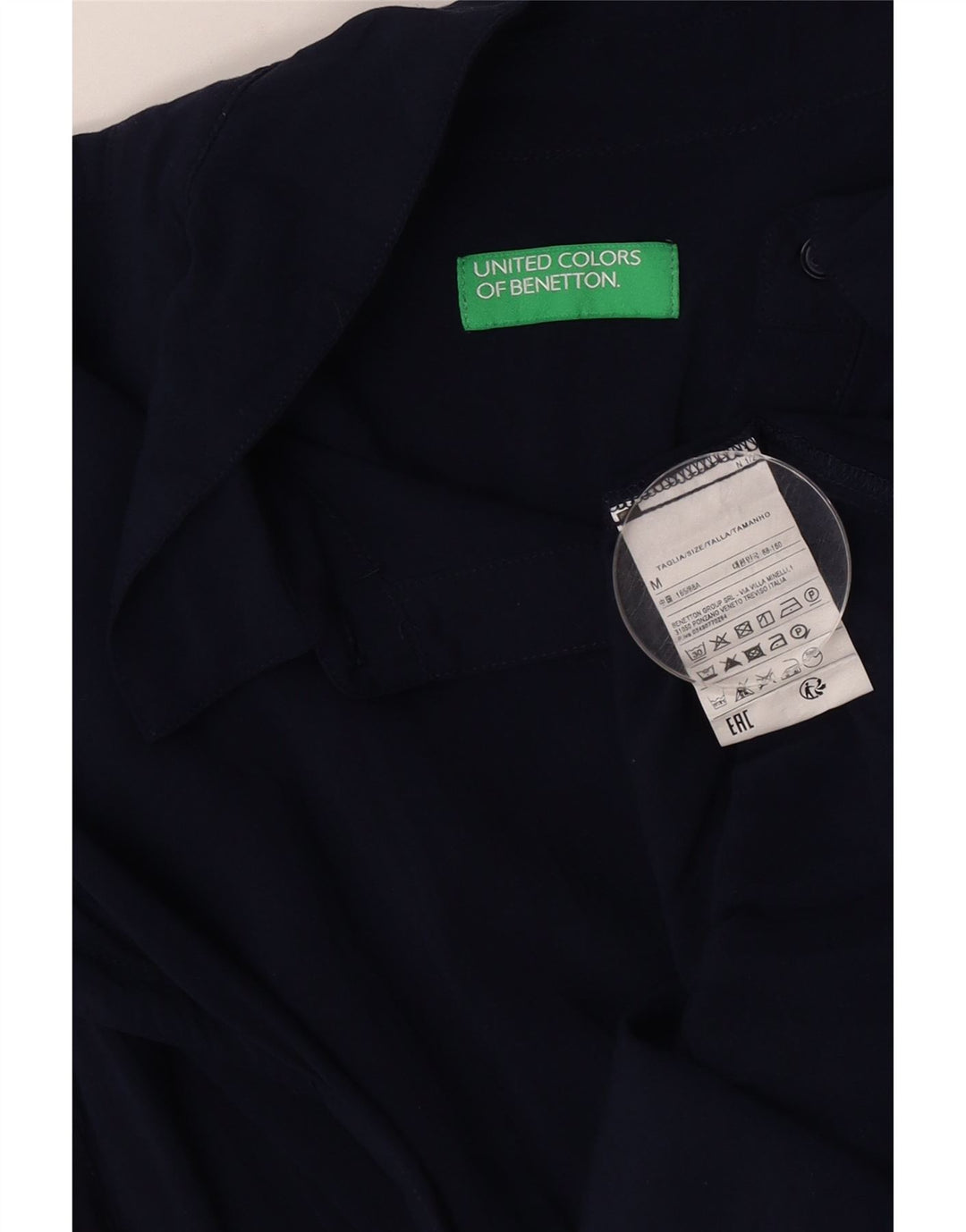 BENETTON Damen Kurzarm-Oversize-Hemd UK 14 Mittelmarineblau