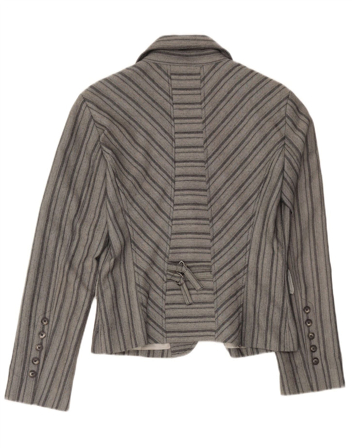 Vintage Damen 2-Knopf-Blazerjacke EU 46 XL Grau gestreift