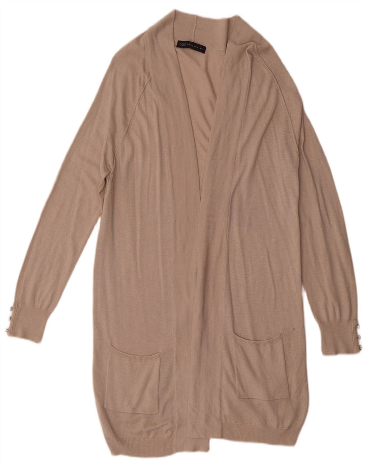 Marks & Spencer Damen Longline Open Cardigan Pullover UK 8 Small Beige