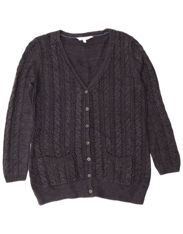 Fat Face Damen-Cardigan-Pullover UK 14 Large Marineblauer Kaschmir-Klassiker