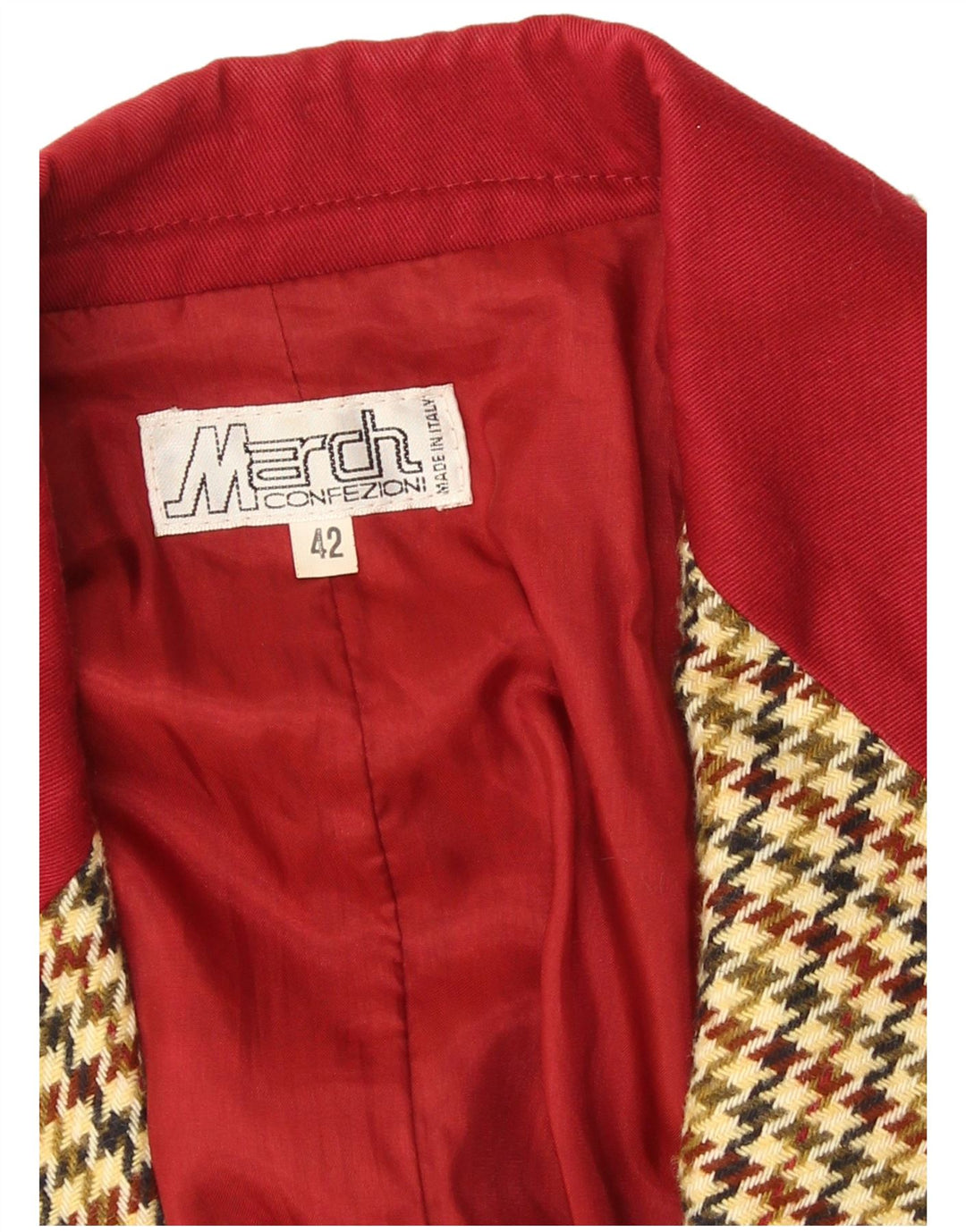 Vintage Damen 2-Knopf-Blazerjacke IT 42 Mittelbeiger Hahnentrittmuster