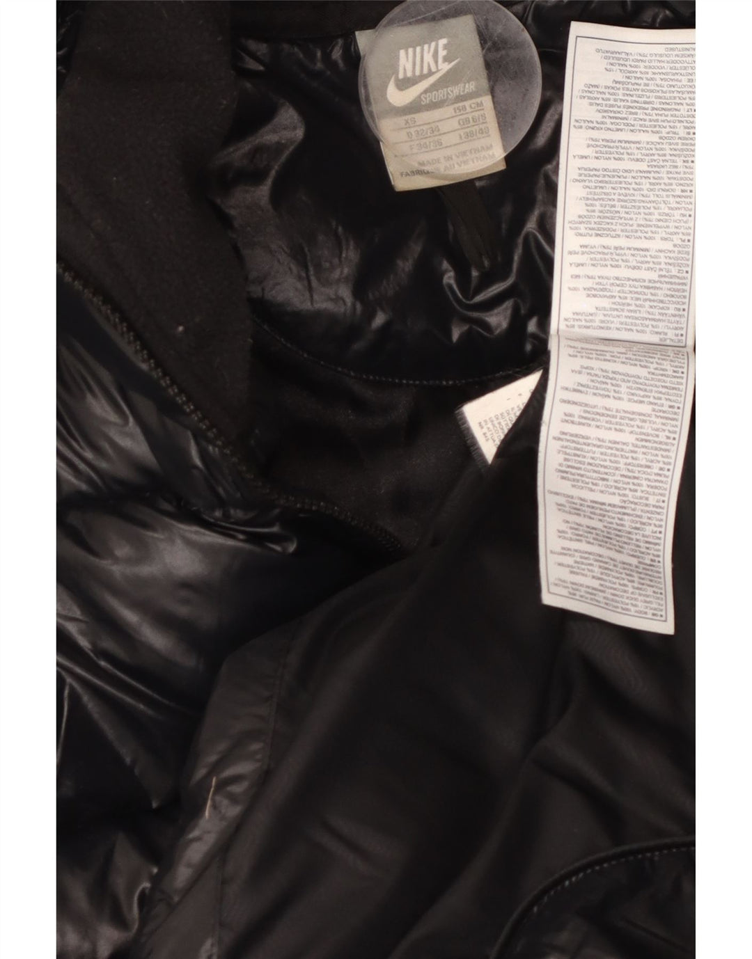 NIKE Womens Oversized Hooded Padded Jacket UK 6/8 XS Black Nylon