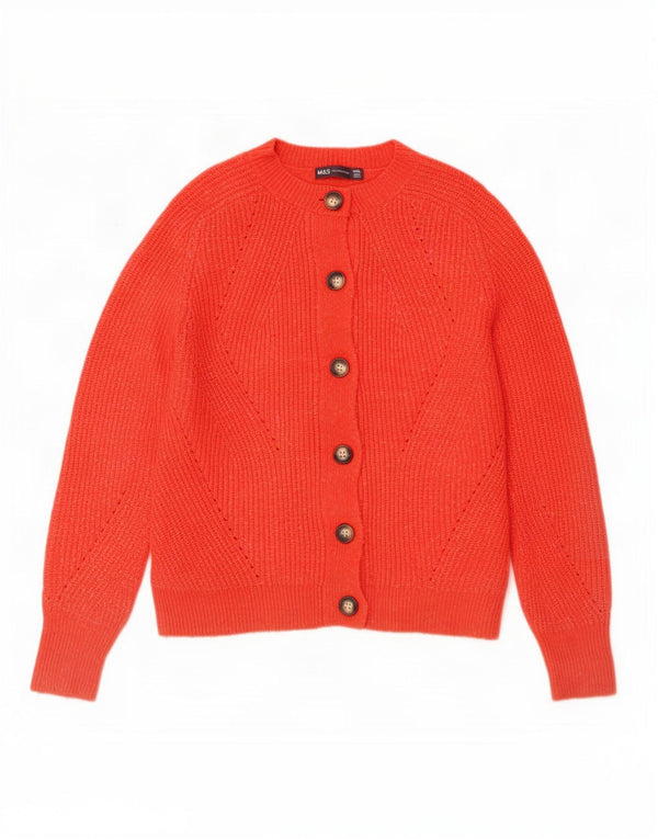 Marks & Spencer Damen-Strickjacke, Gr. 10, klein, rot geflecktes Acryl