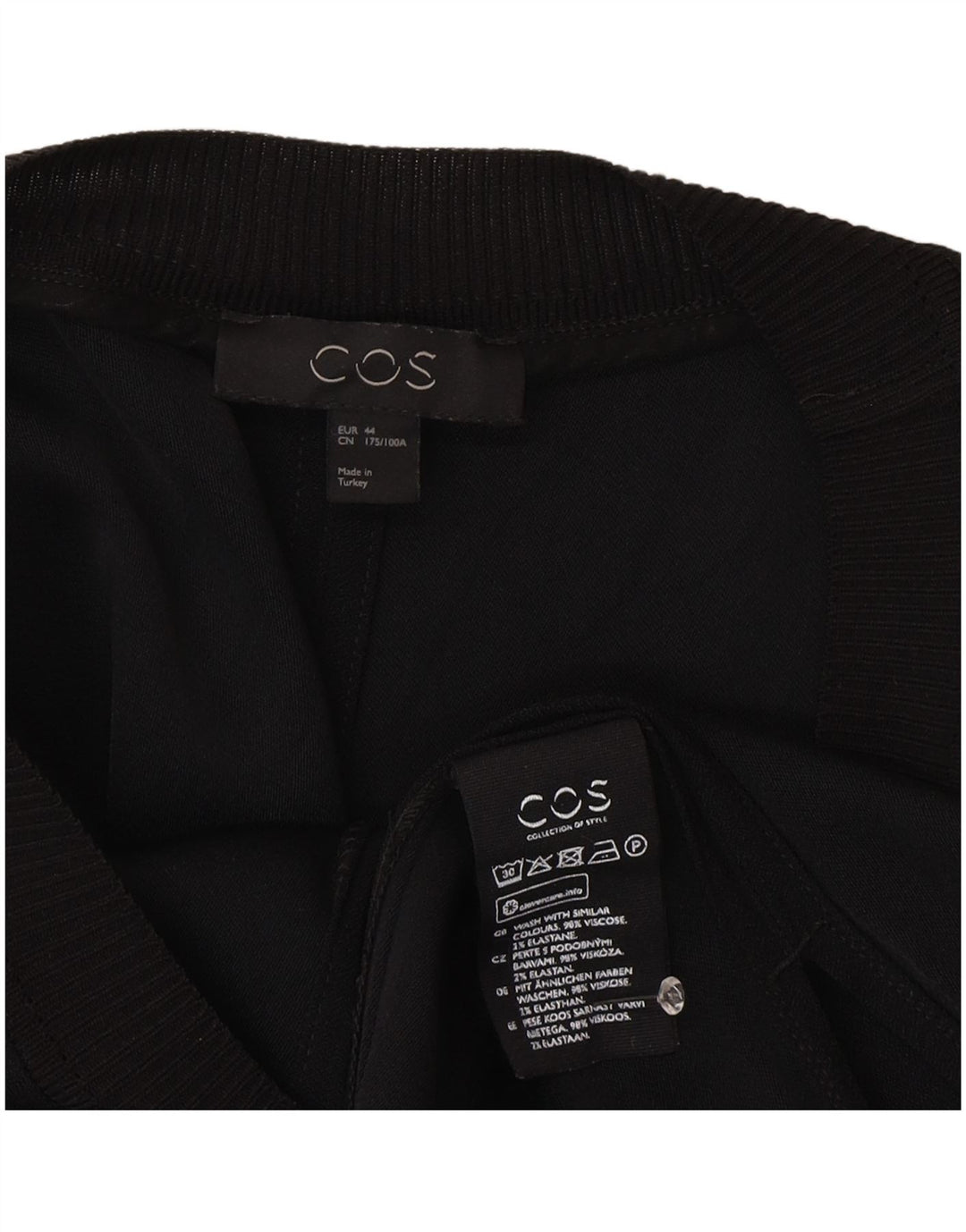 Cos Damen-Pulloverkleid mit kurzen Ärmeln, EU 44, XL, schwarze Viskose