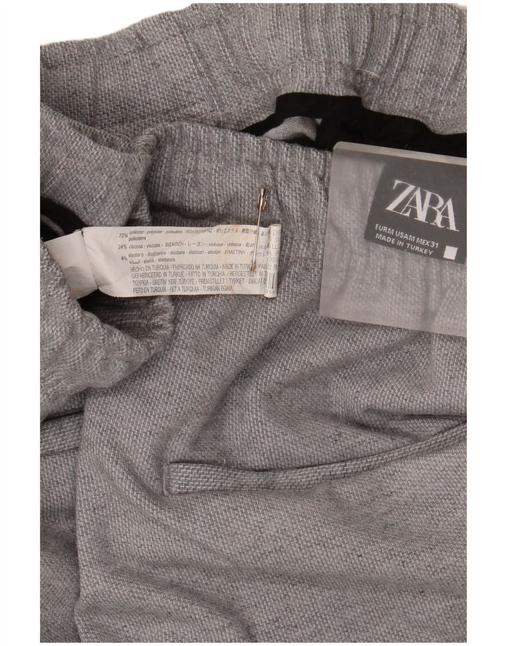 ZARA Herren Tapered Chino Hose Medium W32 L28 Grau Polyester