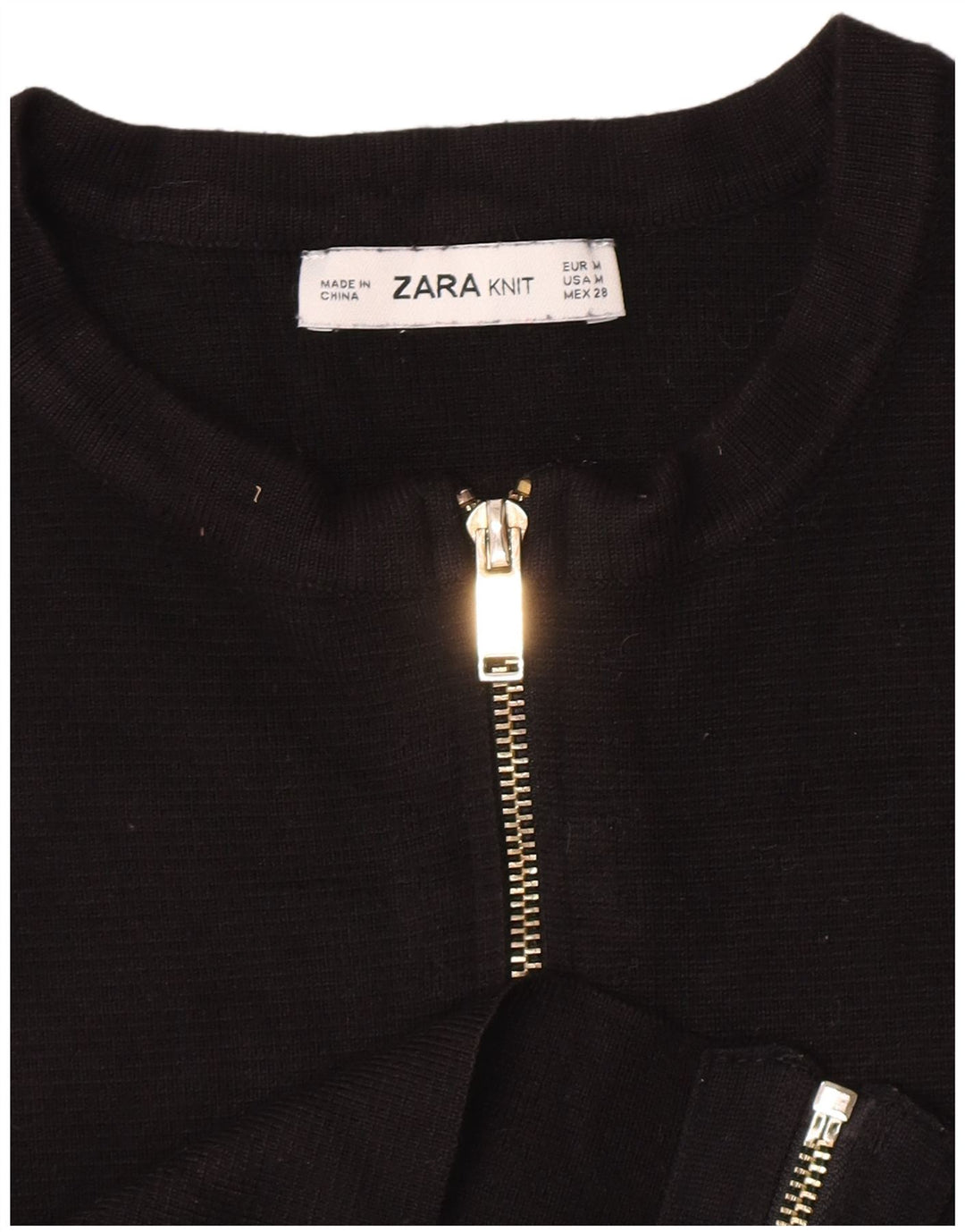 Zara Damen Crop Cardigan Pullover UK 12 Medium Schwarz