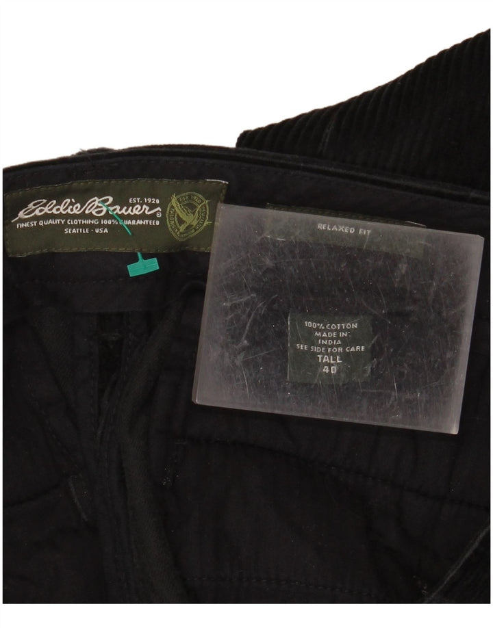 EDDIE BAUER Herren-Hose aus Cord, hochentspannte Passform, mit Zapfen, W40, L34, Schwarz