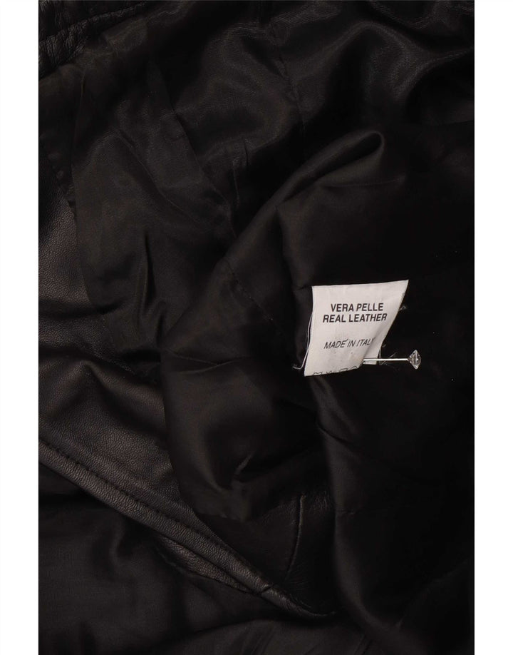 Settore Damen-Blazerjacke aus Leder mit 3 Knöpfen, Größe UK 12, Mittelschwarz