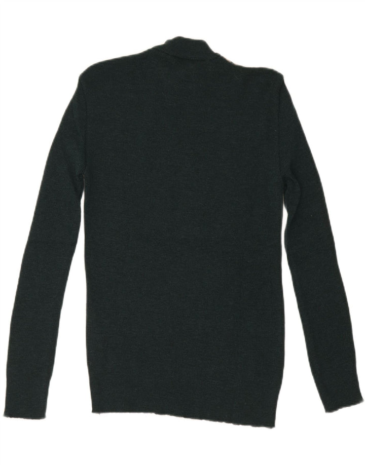 Vintage Damen Rollkragenpullover Pullover UK 8 Small Schwarz Geometrisch