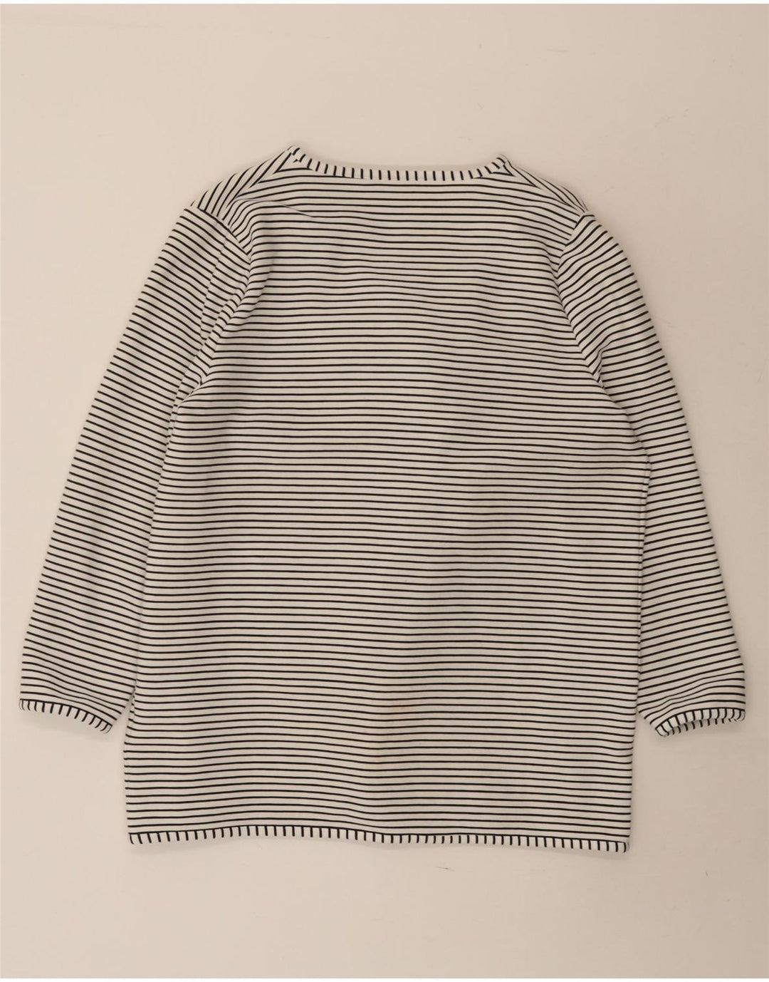Jaeger Offener Damen-Cardigan-Pullover UK 16 Große weiß gestreifte Baumwolle