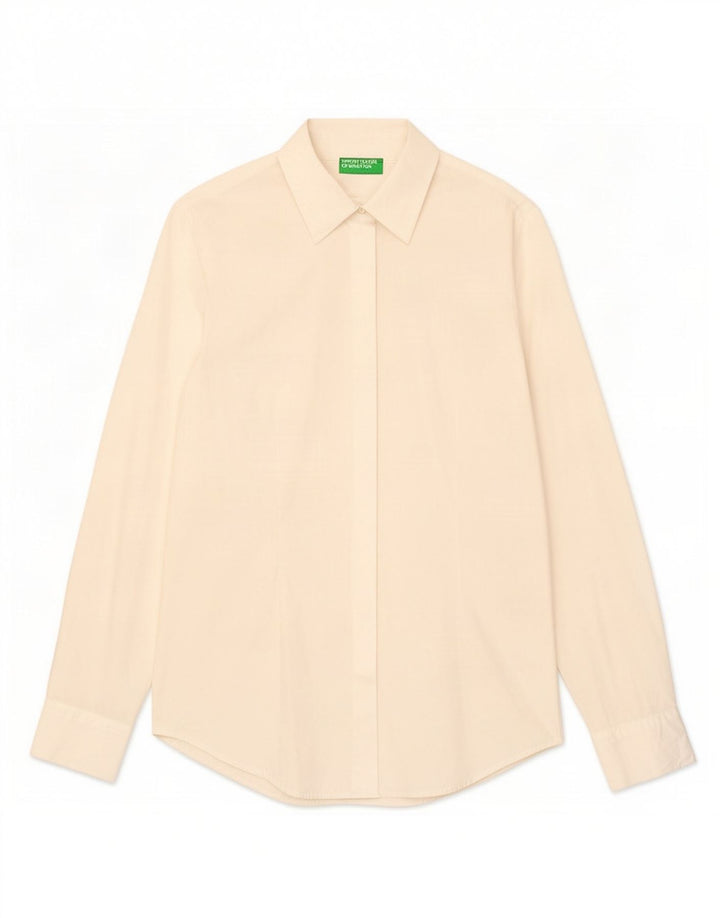 Benetton Damen-Hemd UK 12 Medium Weiß