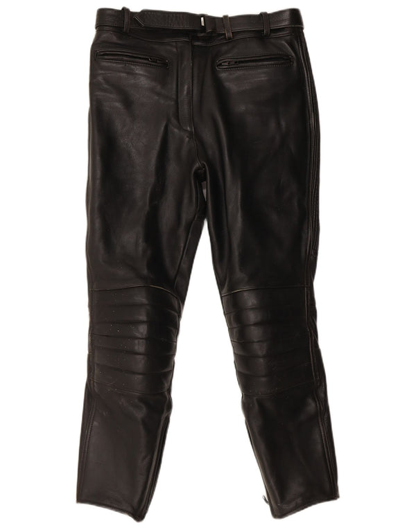 Vintage Damen Leder Bikerhose IT 40 Small W30 L26 Schwarzes Leder