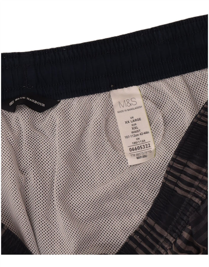 Marks & Spencer Herren Cargo-Badeshorts 2XL Marineblau kariert Baumwolle