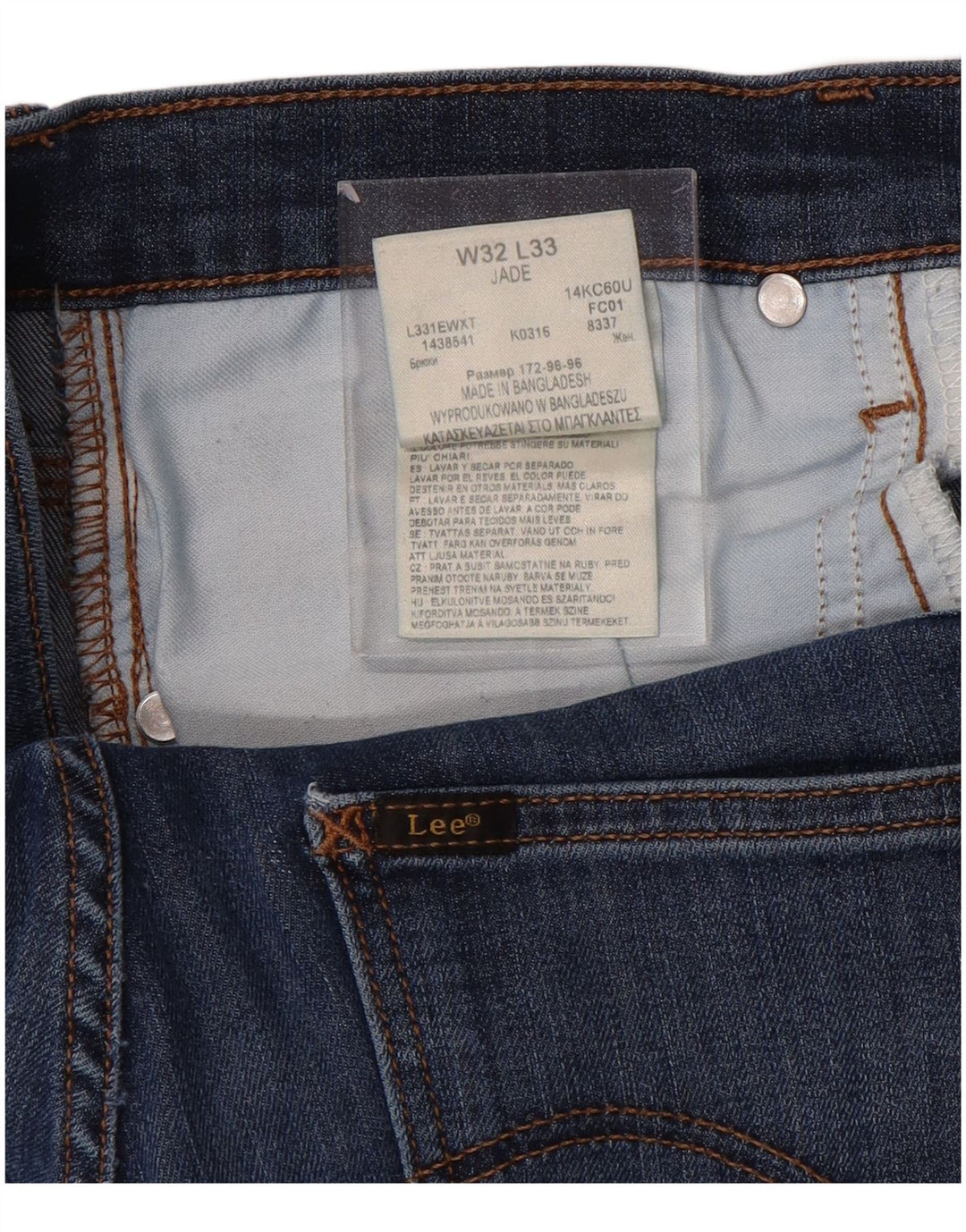 LEE Damen Jade Straight Jeans W32 L32 Blaue Baumwolle