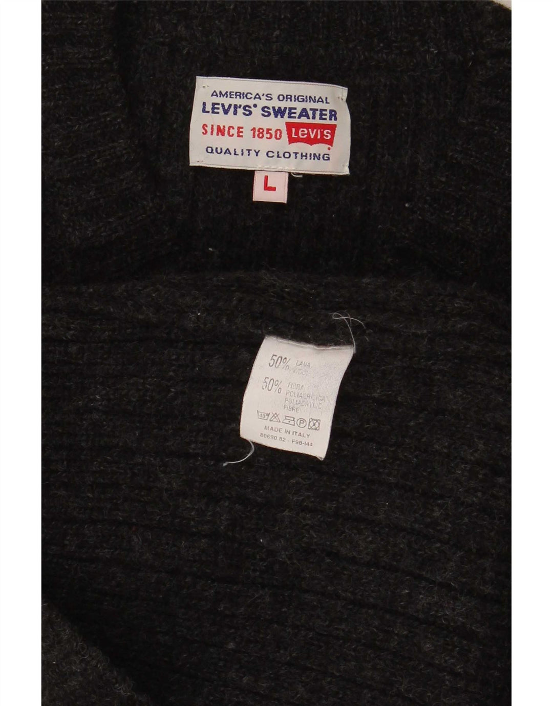 Levi's Herren-Pullover mit V-Ausschnitt, groß, schwarzes Polyacryl