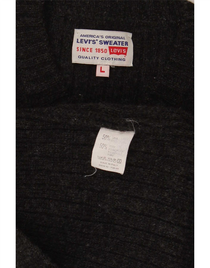 Levi's Herren-Pullover mit V-Ausschnitt, groß, schwarzes Polyacryl