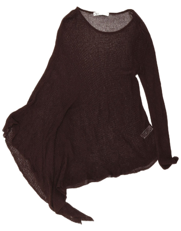 Asymmetrisches Poncho-Tunika-Oberteil von Zara für Damen, UK 16, Größe L, braun, Lyocell