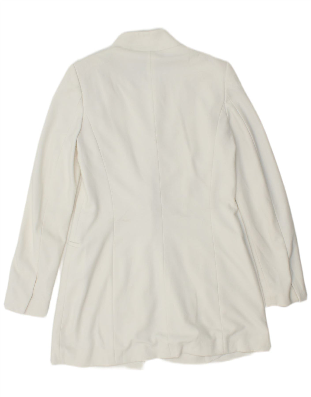 ZARA Damen Longline-Blazerjacke UK 12 Mittelweißes Polyester
