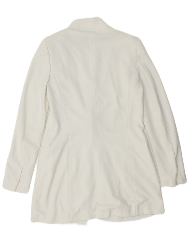 ZARA Damen Longline-Blazerjacke UK 12 Mittelweißes Polyester