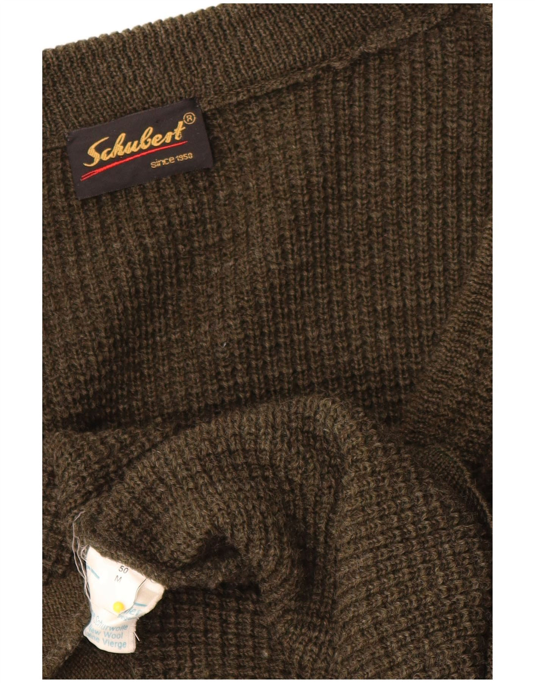 Vintage Herren Cardigan Pullover IT 50 Medium Khaki Schurwolle