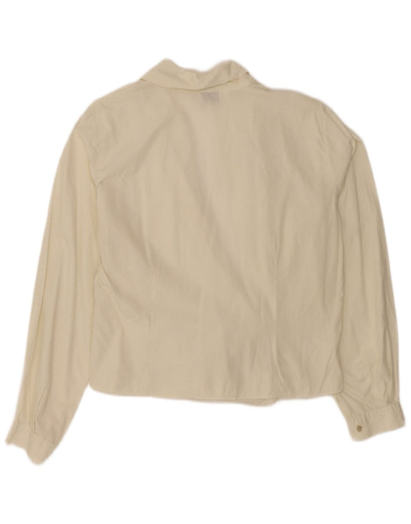 Kaos Damen Crop Wrap Shirt Bluse UK 16 Large Weiße Baumwolle