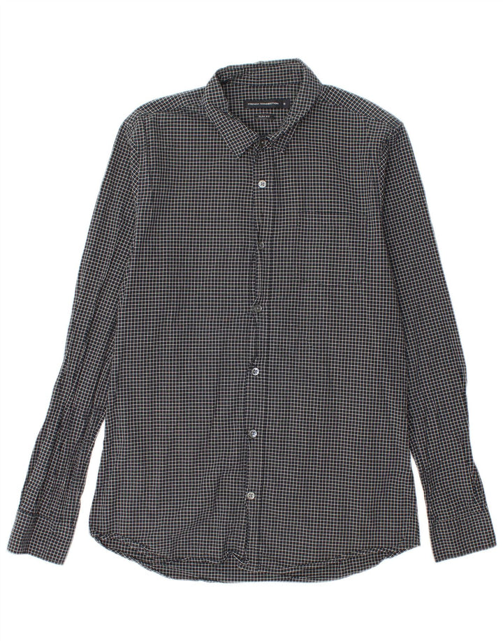 French Connection Slim-Fit-Flanellhemd für Herren, klein, schwarz, kariert, Baumwolle