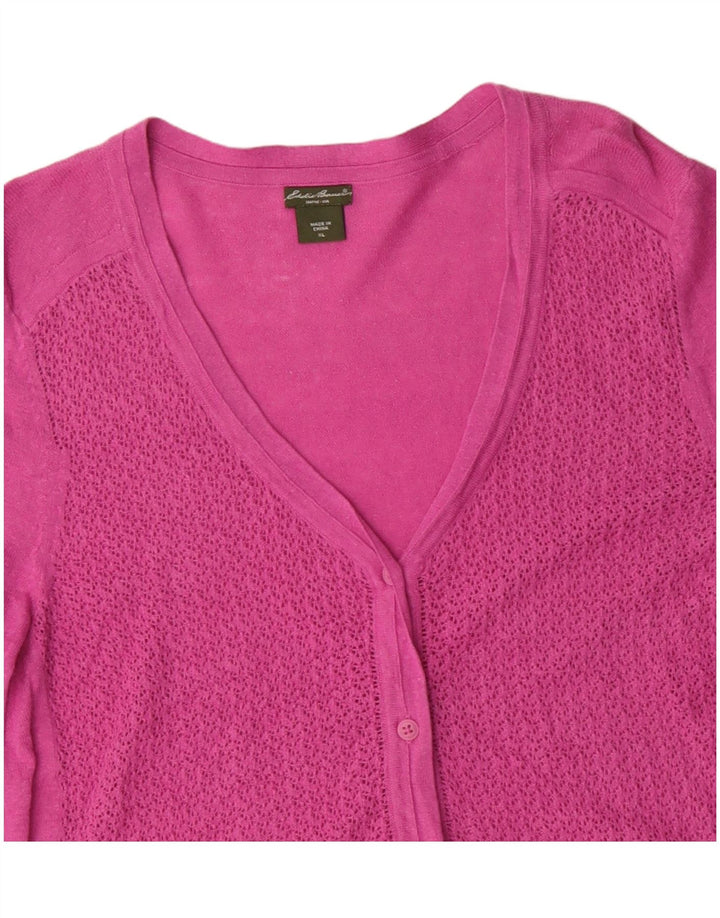 Eddie Bauer Damen-Strickjacke mit 3/4-Ärmeln, Gr. 18, XL, Rosa, Leinen