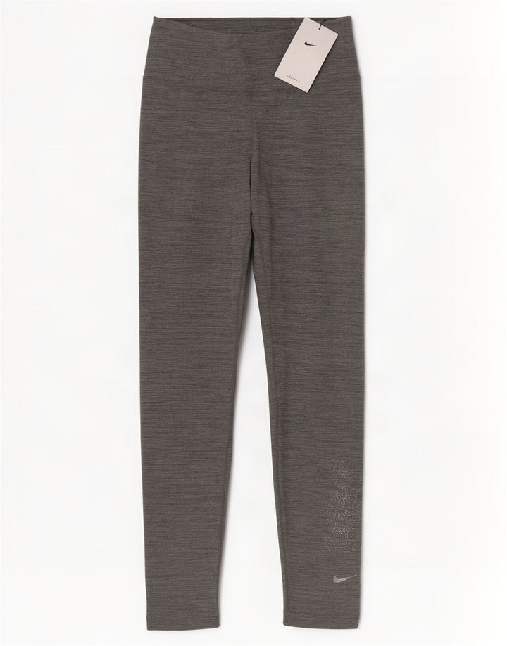 Nike Damen Dri Fit Graphic Leggings UK 4 XS Grau meliertes Polyester